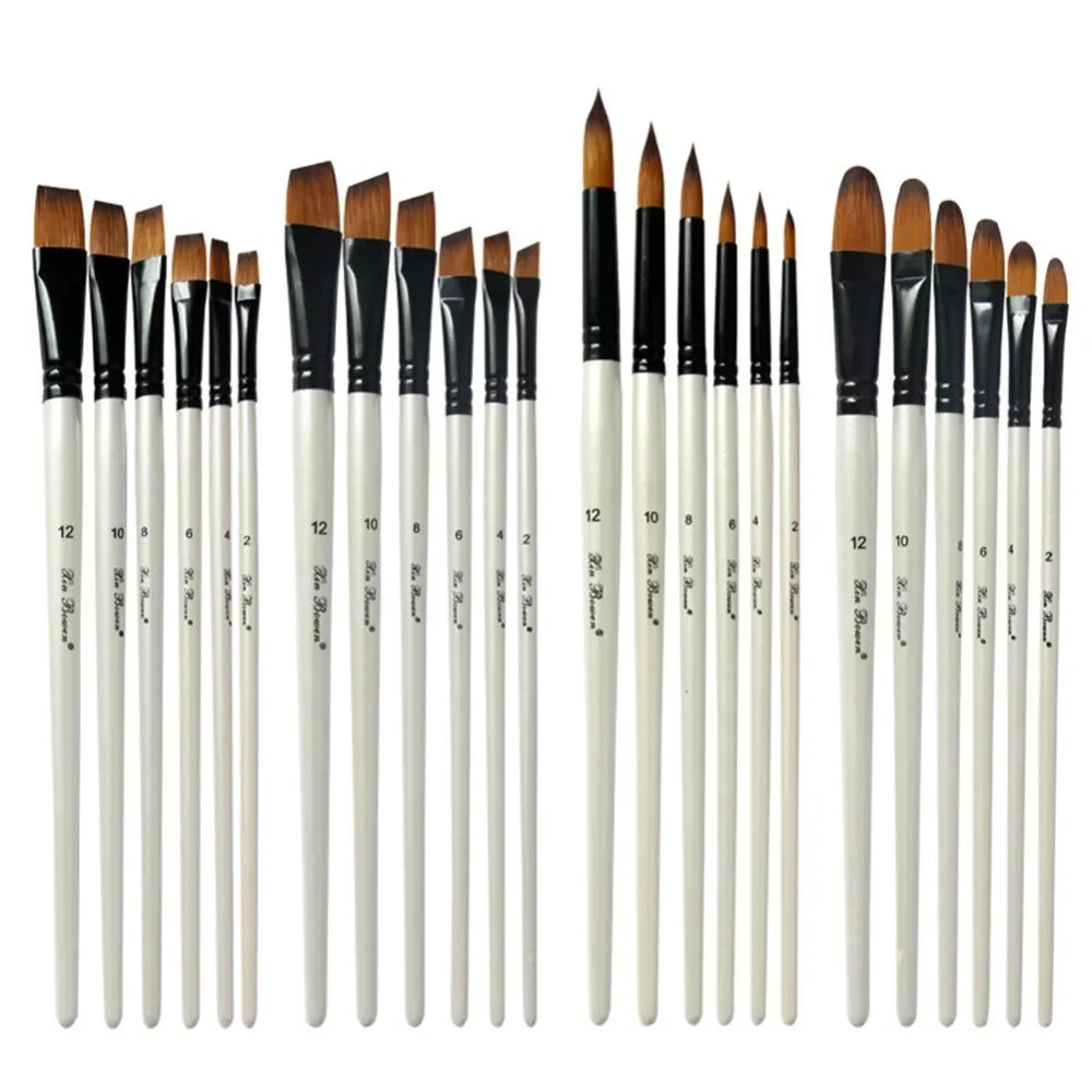 6pcs/Set DIY Watercolor Gouache Painting Pen Nylon Hair short Wooden Handle Paint Brush Set Drawing Materials Art Supplies