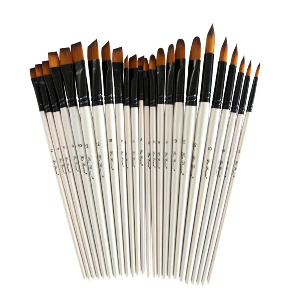 6pcs/Set DIY Watercolor Gouache Painting Pen Nylon Hair short Wooden Handle Paint Brush Set Drawing Materials Art Supplies