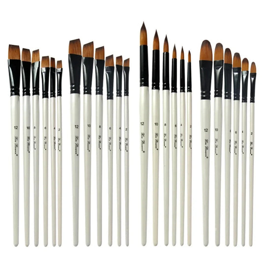 6pcs/Set DIY Watercolor Gouache Painting Pen Nylon Hair short Wooden Handle Paint Brush Set Drawing Materials Art Supplies